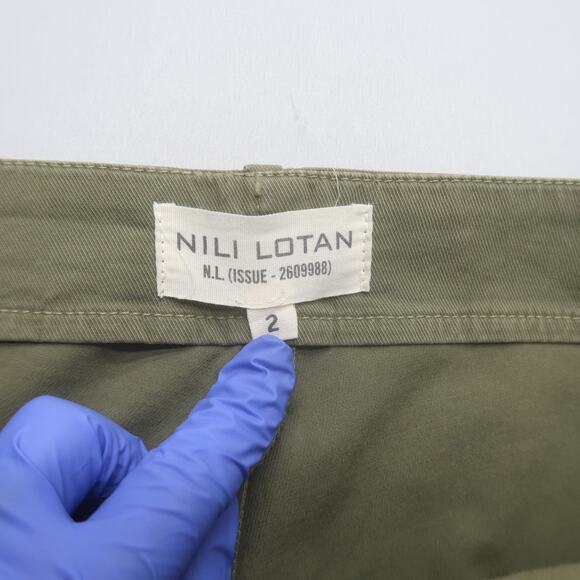 Nili Lotan Paris Pants Size 2 Green Side Stripe Drop Crotch Baggy Trousers - Picture 7 of 12